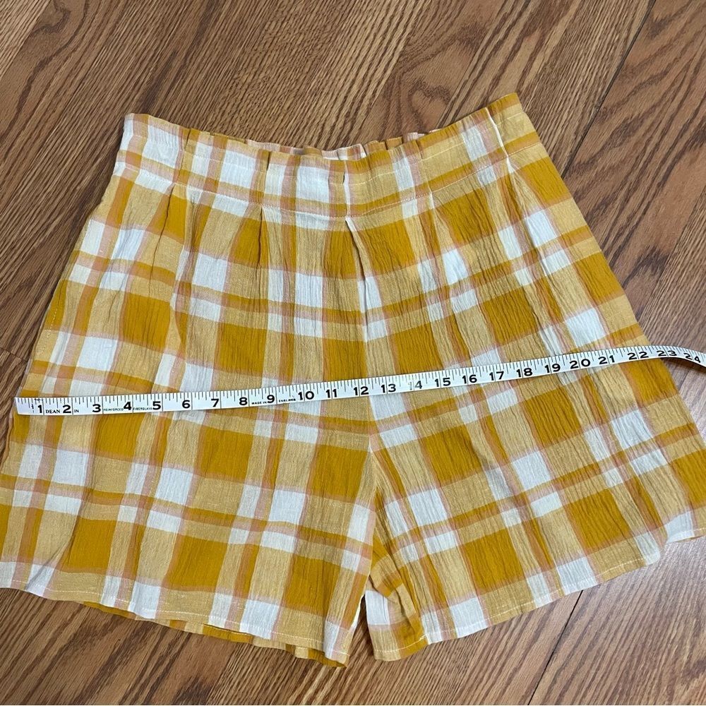 MNG by Mango High Waisted Cotton Yellow Plaid Shorts Sz-L NWT! - Picture 9 of 12